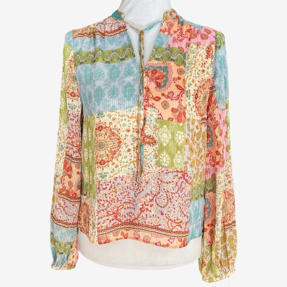 Maison d‘Amélie Peasant Top Sz XS Floral Patchwork Indie Flowy Boho Chic Hippiex